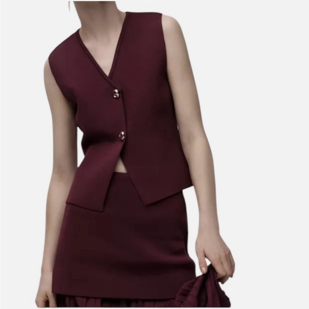 Zara Burgundy Sleeveless Top